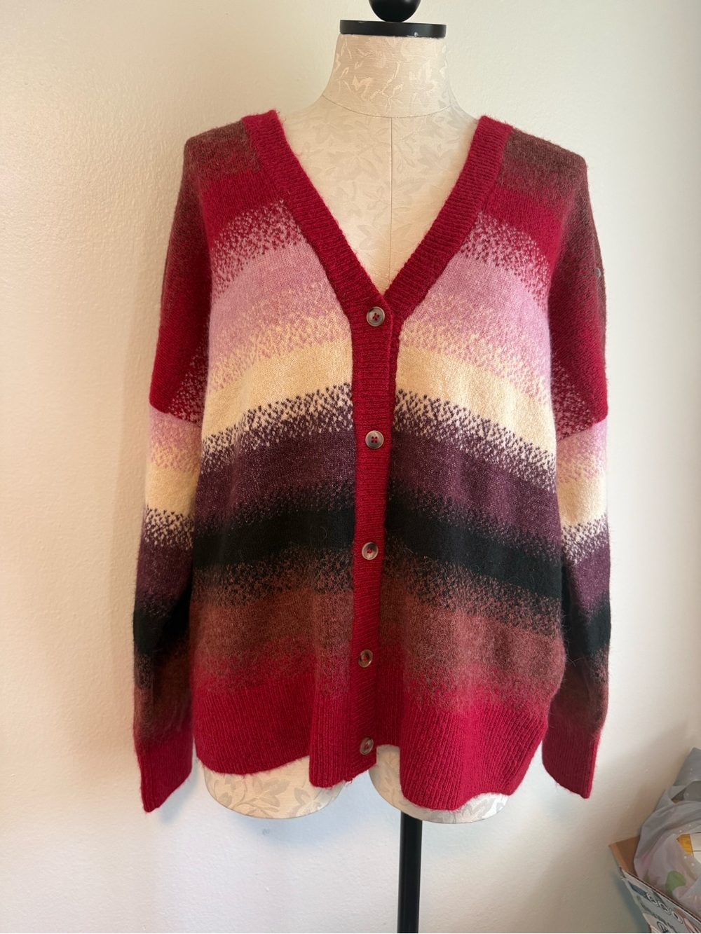 torrid Red Ombre Striped Button-Up Cardigan